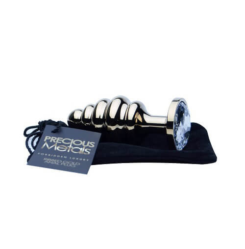 Precious Metals Ribbed Gold Anal Plug - Image 4