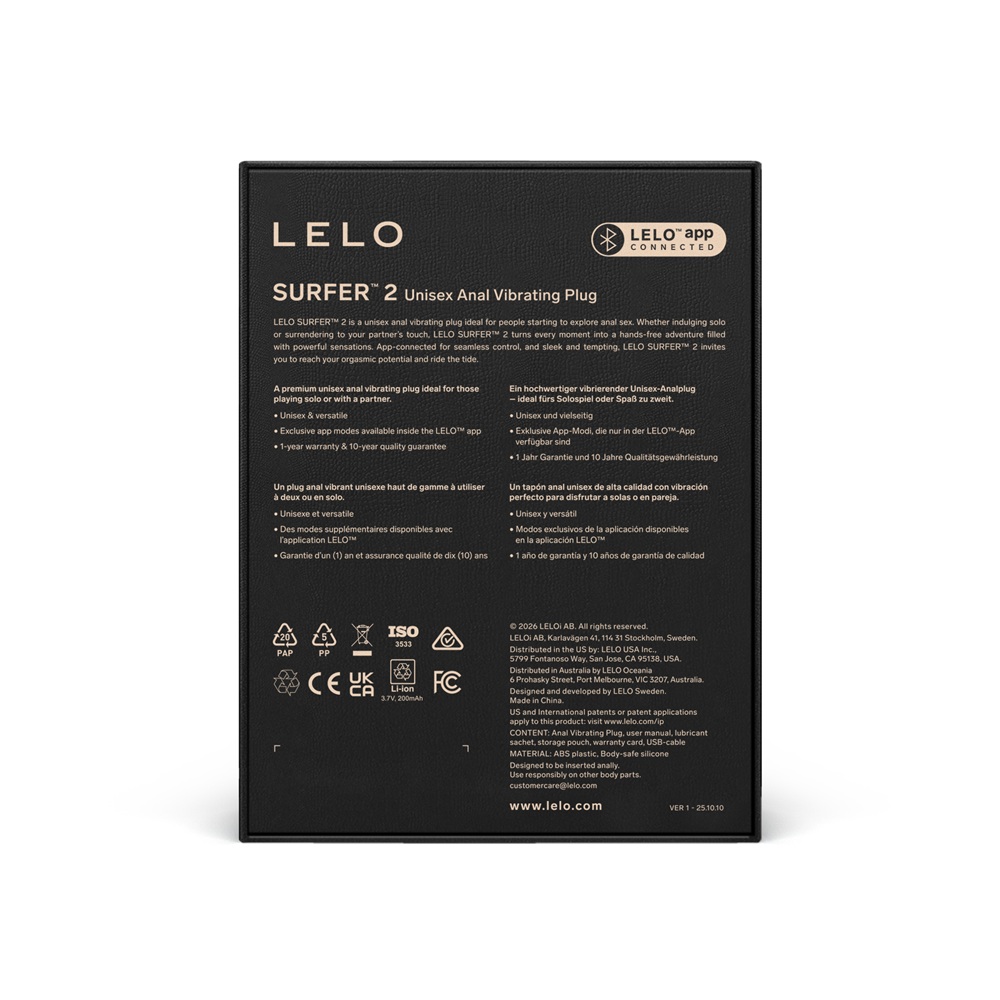 LELO Surfer 2 Unisex Anal Vibrating Plug Cyber Purple - Image 6