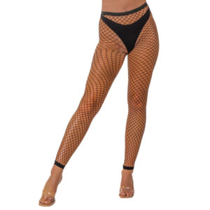 Lace by LJ One Size Industrial Net Footless Tights Black
