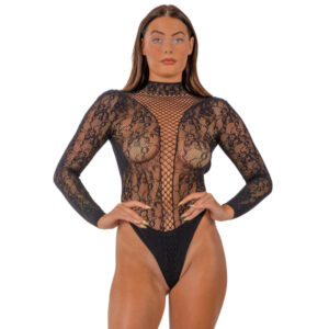 Lace by LJ High Neck Lace Bodysuit Black